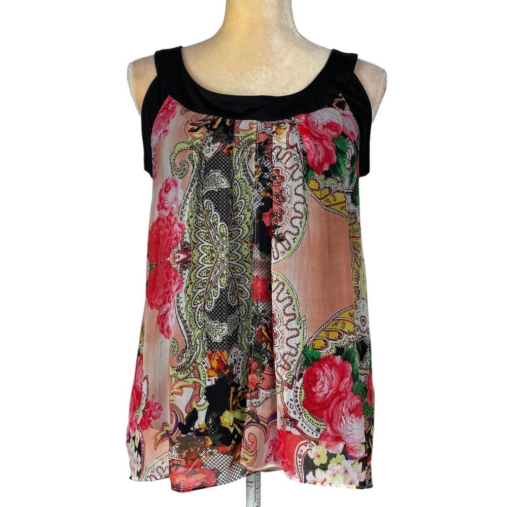 Milano Floral & Paisley Print Sleeveless Blouse | Small Petite